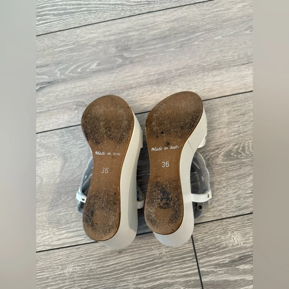 Italian White Leather Wedge Sandals | Summer | EU 36 / US 6